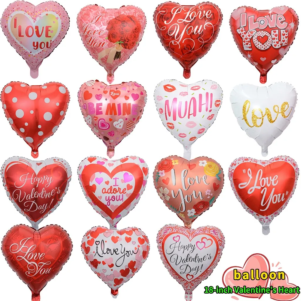 Heart Shaped Balloons Aluminum Foil Mylar Romantic Valentine's Day Party Decoration Wedding Proposal Printed Love Theme