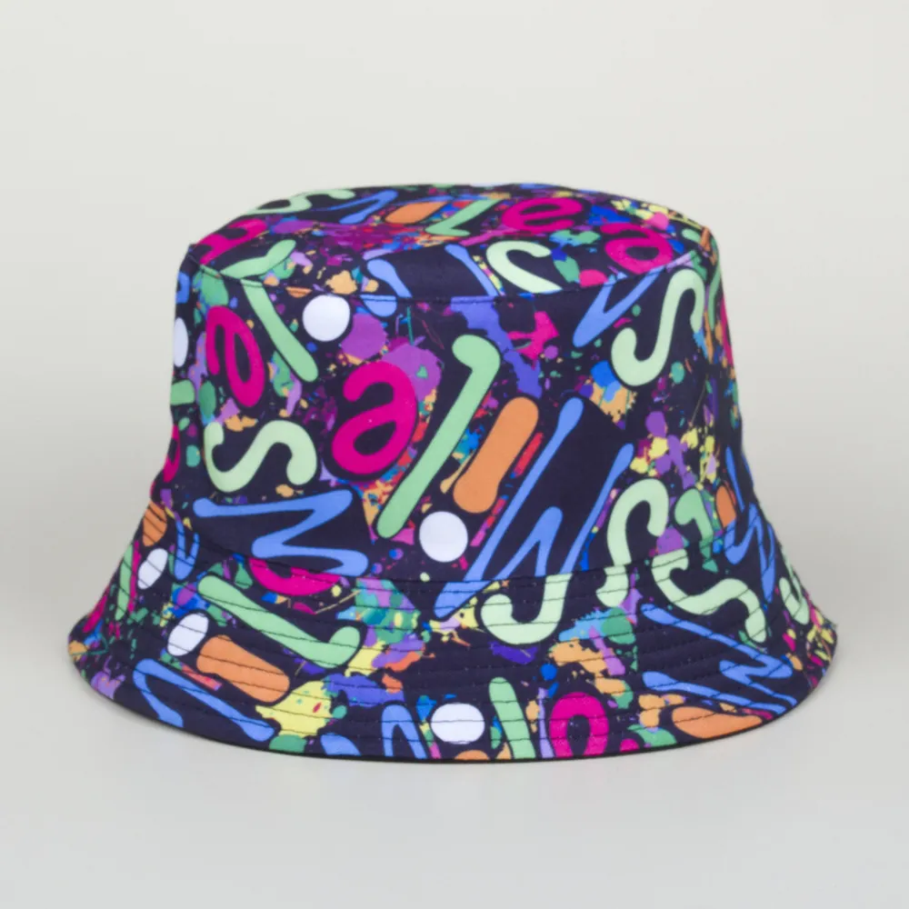 Chapeau Bob Lettres Graffiti Réversible Coton Protection Solaire Streetwear Hip Hop Extérieur Pour Femmes Et Hommes