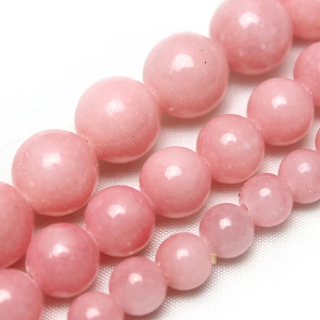 Perles En Vrac Rondes En Jade De Mashan Rose Pierre Naturelle Polie Lisse Pour La Fabrication De Bijoux Bricolage