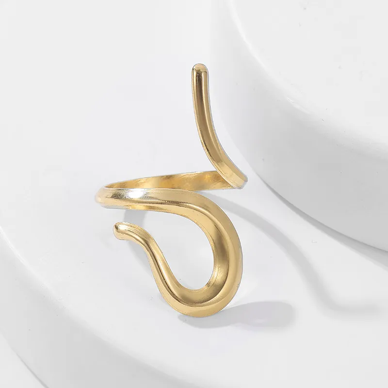 Unregelmäßiger Geometrischer Schlangenring Edelstahl Verstellbar Minimalistischer Schmuck Für Damen