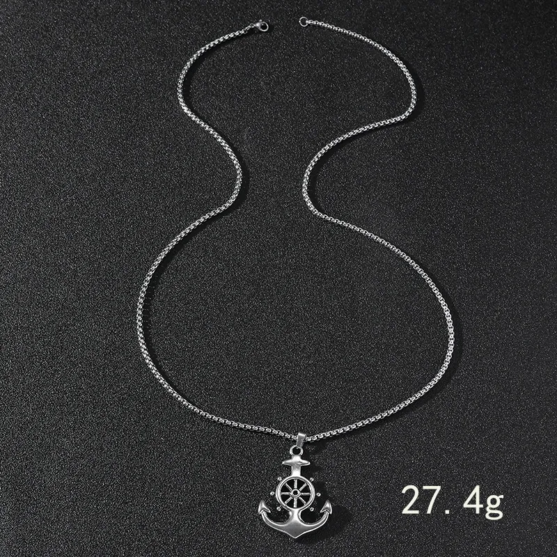 Collier Pendentif Pour Homme Chaîne En Acier Inoxydable Et Alliage Gothique Crâne Croix Ancre Épée Rétro Bijoux