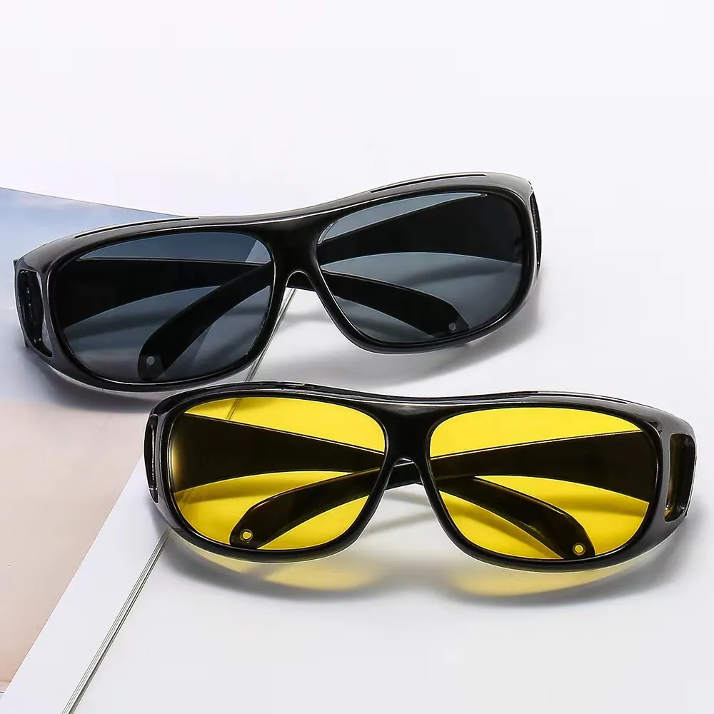 Cycling Sunglasses Wrap Around Night Vision Driving Eyewear UV Protection Fit Over Glasses Windproof Outdoor Sports Men Women