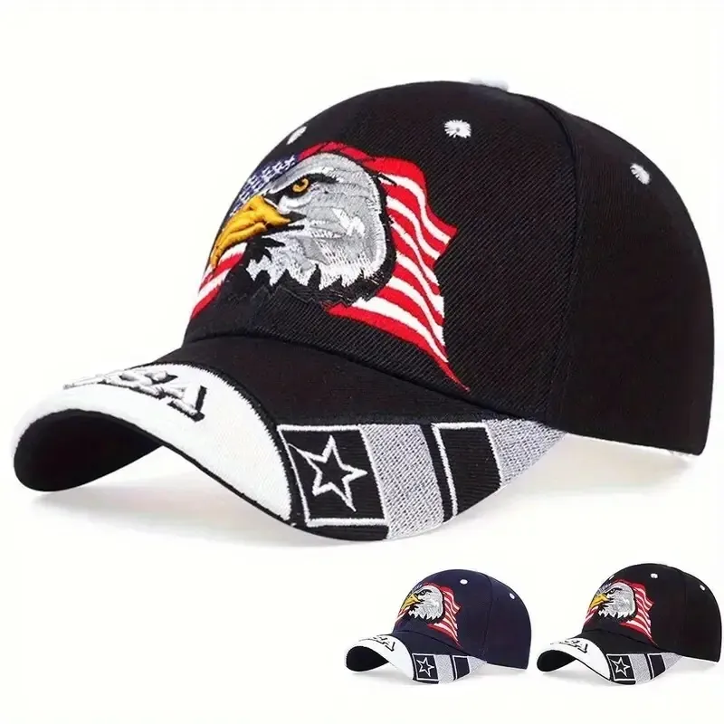 Eagle Embroidery US Flag USA Letter Baseball Cap Cotton Adjustable Outdoor Sport Sun Hat Men