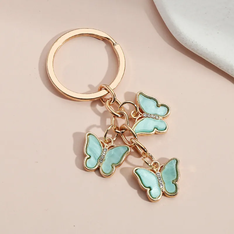 Butterfly Keychain Alloy Acrylic Sparkling Rhinestone Pendant Bag Ornament Charms Accessory For Women Girls