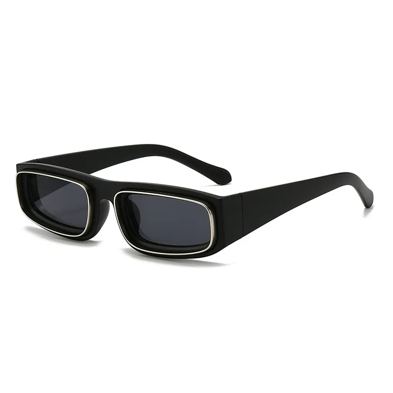 Retro Small Rectangle Sunglasses With Metal Inlay UV400 Candy Color Fashion Y2K Eyewear For Women Men