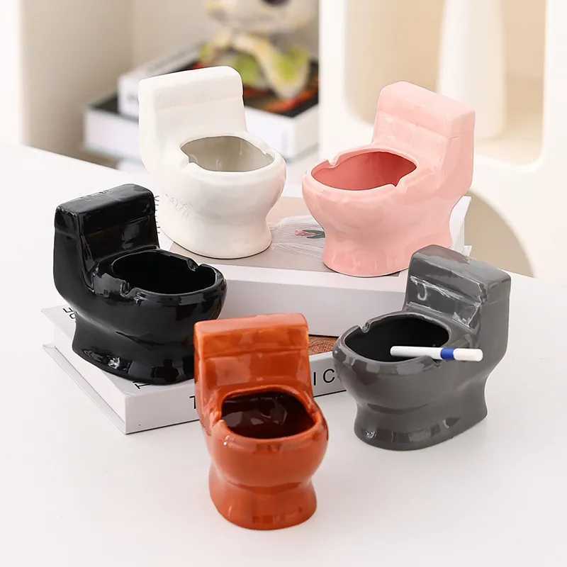 Ceramic Toilet Shaped Ashtray Creative Windproof Ash Tray For Home Office Desk Decor Ornament Funny Novelty