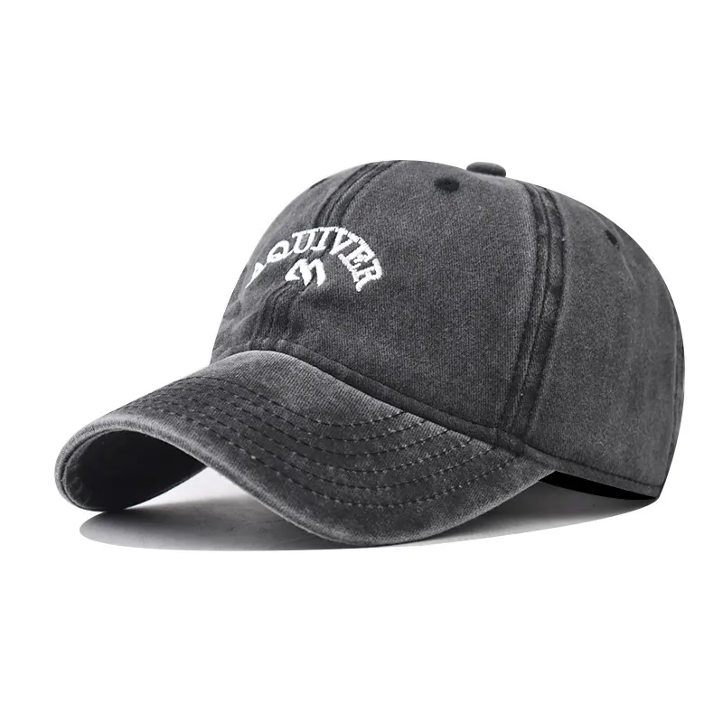 Casquette De Baseball En Coton Lavé Avec Lettres Brodées Rétro Ajustable Protection Solaire Chapeau Extérieur Unisexe