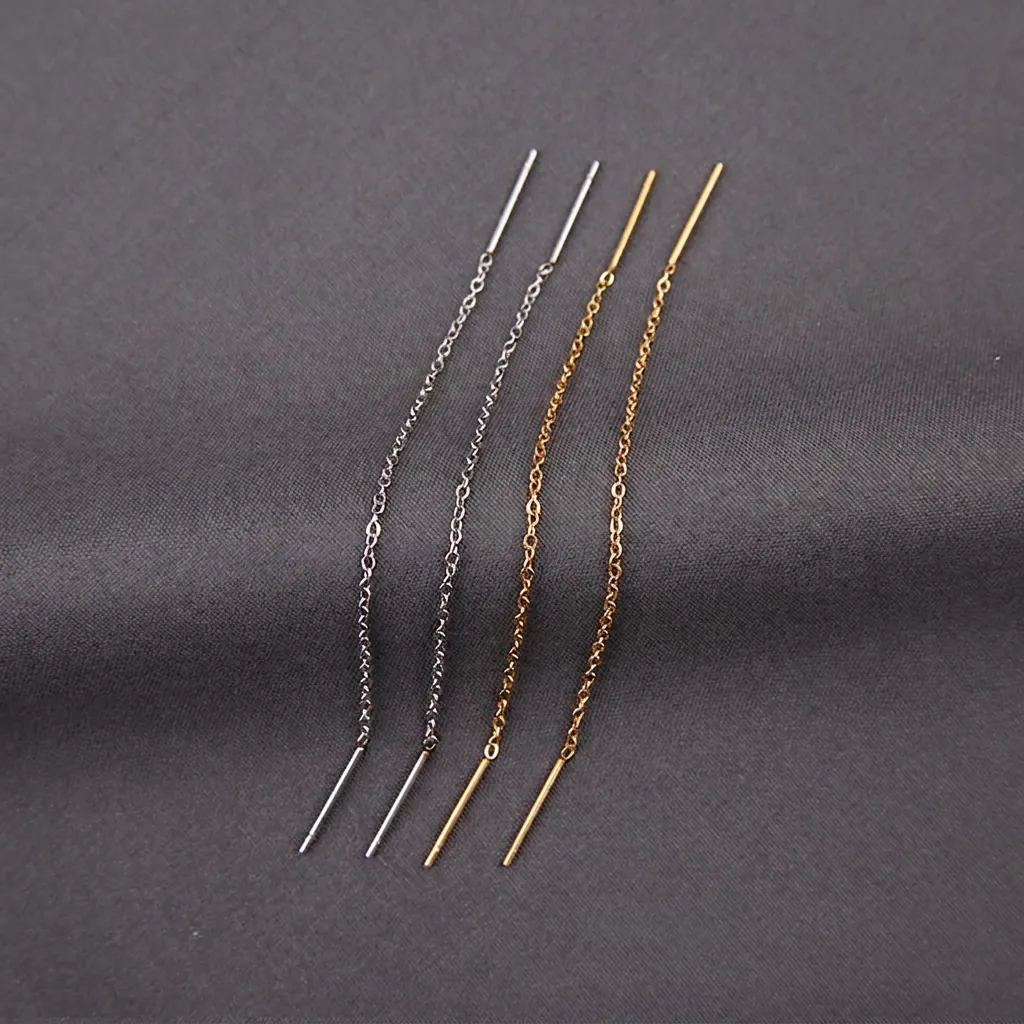Long Tassel Threader Earrings Stainless Steel 18K Gold Plated Minimalist Elegant Chain Jewelry For Women