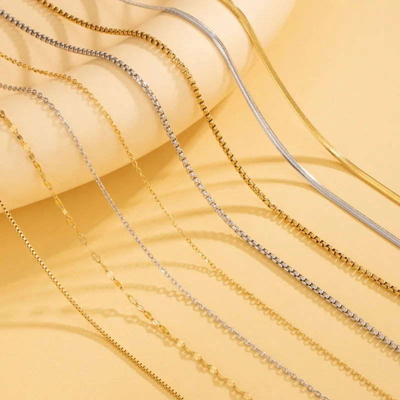 Minimalist Stainless Steel Necklace Chain For Women DIY Jewelry Making Link Box Snake Bead Styles Gold Silver Color
