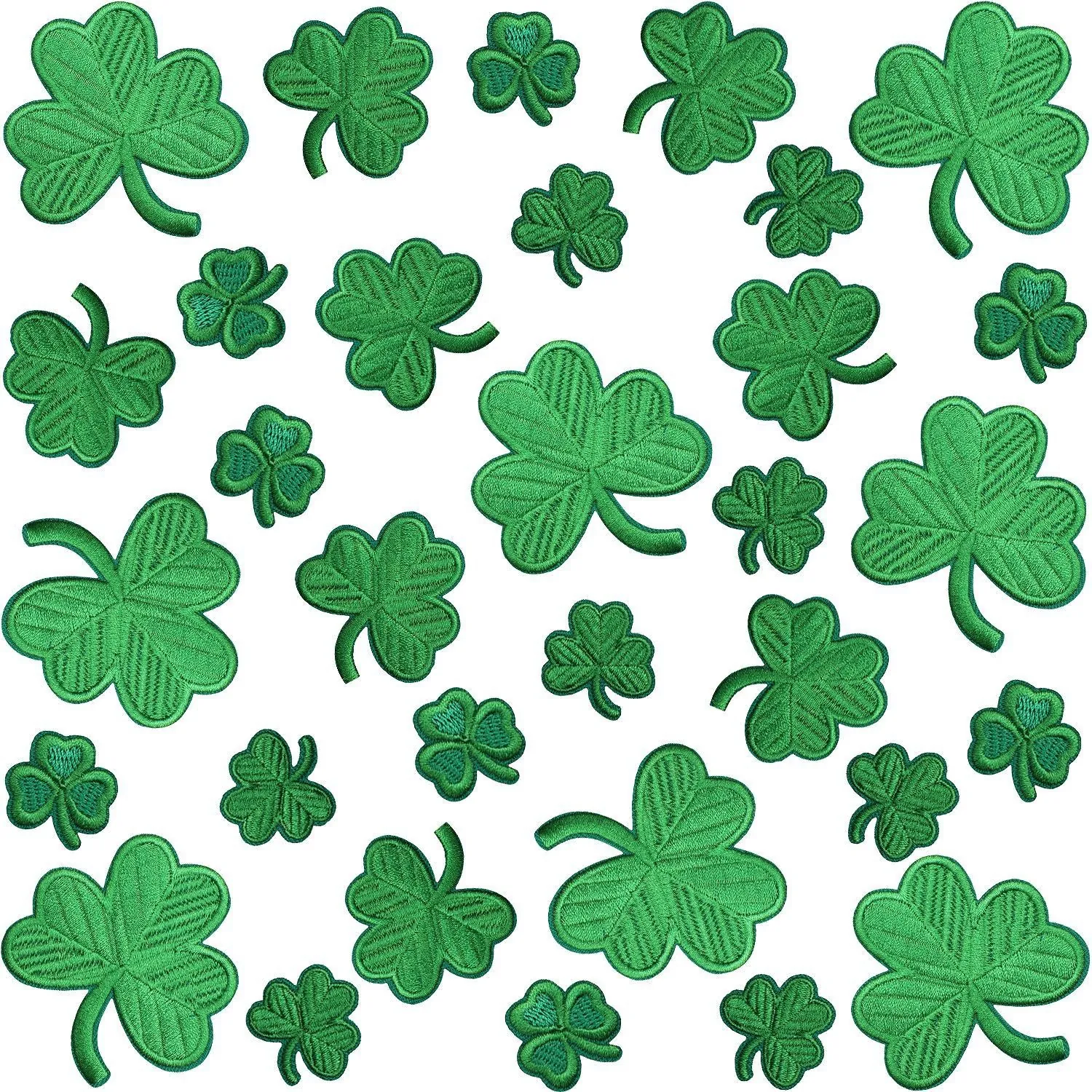 St Patricks Day Embroidery Patches Green Shamrock Lucky Clover Leprechaun Rainbow Hat Iron On Appliques For DIY Apparel