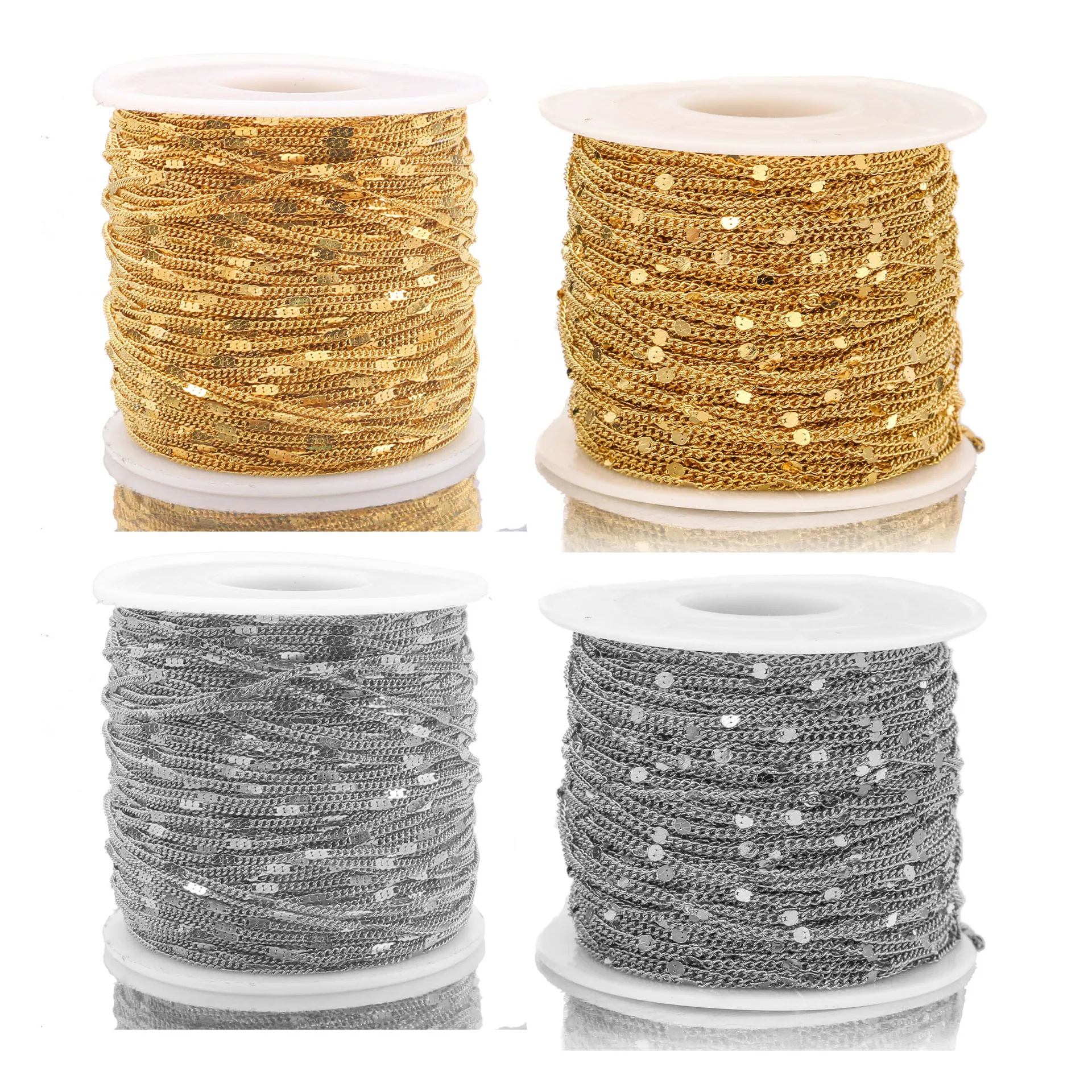 Stainless Steel DIY Jewelry Chain Bulk For Necklace Bracelet Making Flattened Link With Round Discs Gold Silver Color