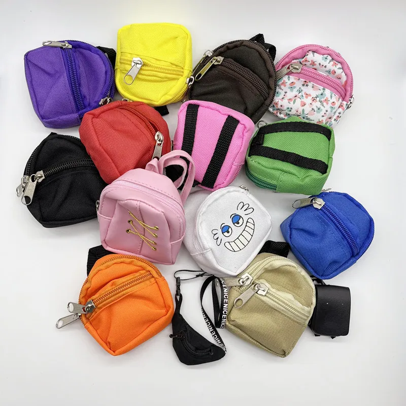 Mini Backpack Coin Purse Keychain Nylon Oxford Cloth Double Zipper Portable Trendy Small Bag Pendant