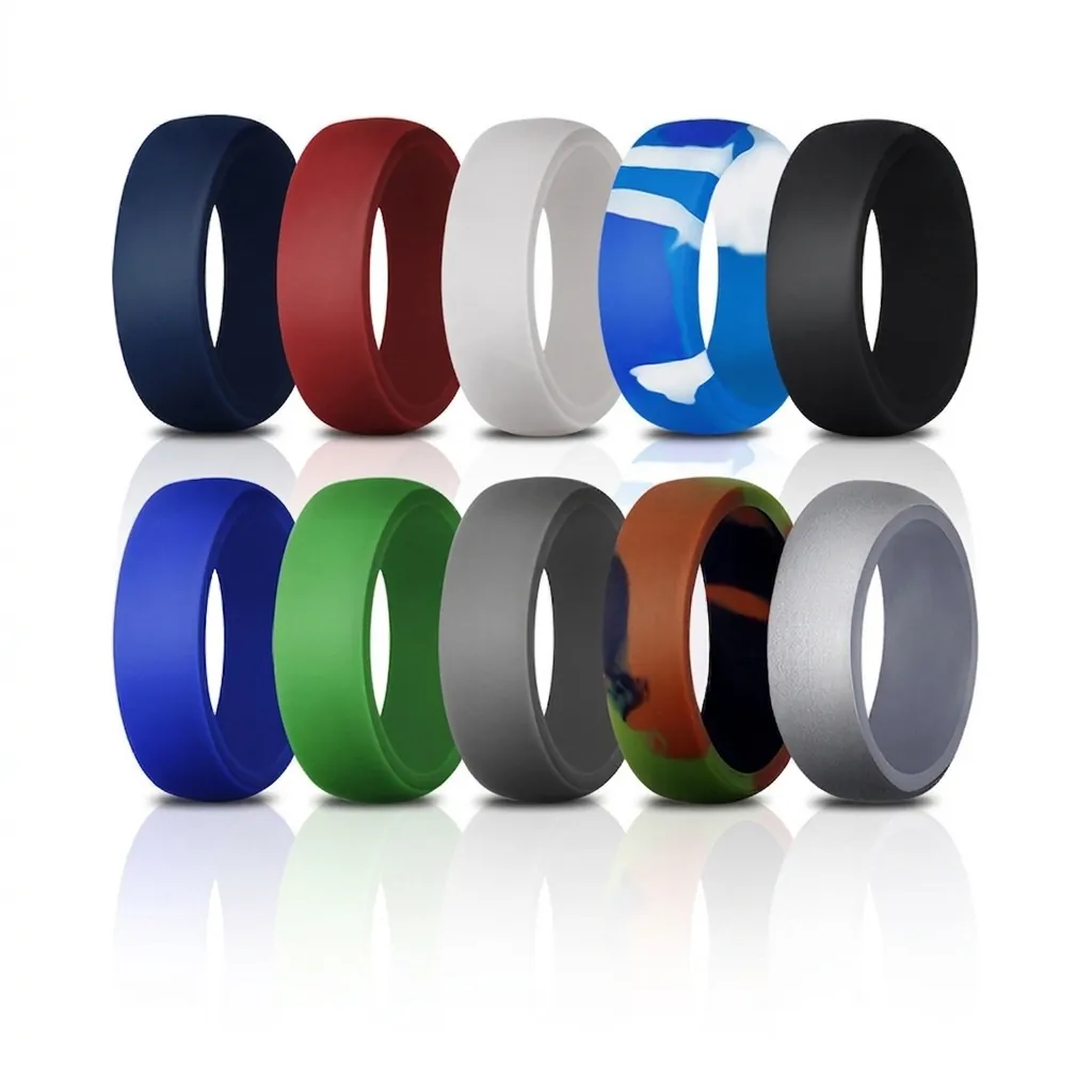 Silicone Ring Soft Flexible Wide Matte Band For Sports Fitness Gym Workout Outdoor Men Women Unisex Plain Style