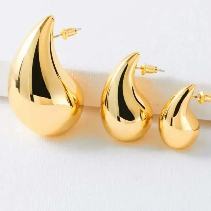 Large Teardrop Stud Earrings For Women Metal Water Drop Studs Gold Silver Plated Fashion Trendy Minimalist Earrings Jewelry