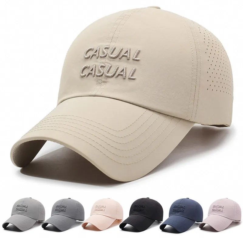 Unisex Baseball Cap Quick Dry Breathable Polyester Laser Perforated Casual Outdoor Sport Sun Hat Adjustable Buckle