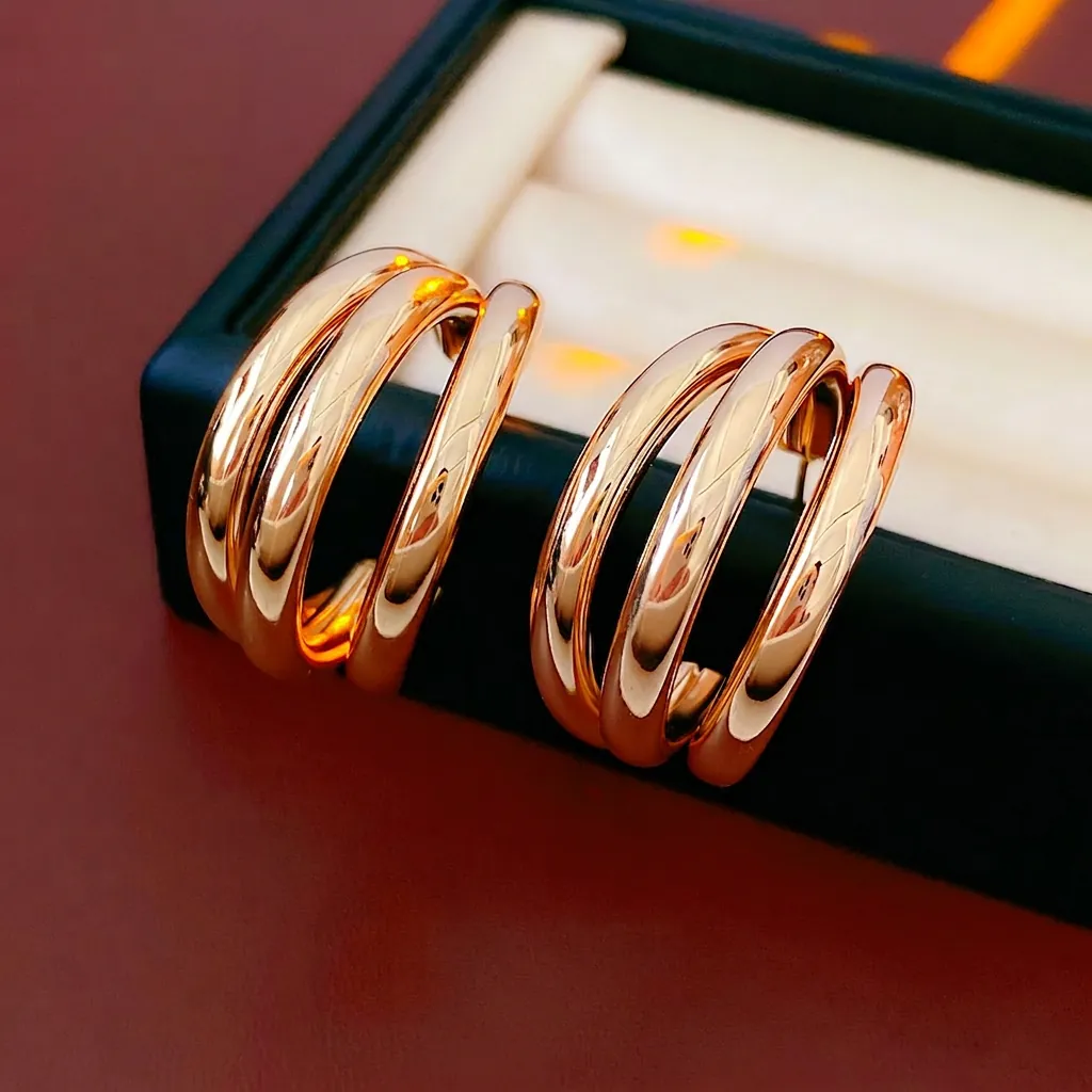 Orecchini A Cerchio Multistrato Con Perno In Argento Sterling 925 Spirale Geometrica A Forma Di C Gioielli Di Moda Da Donna