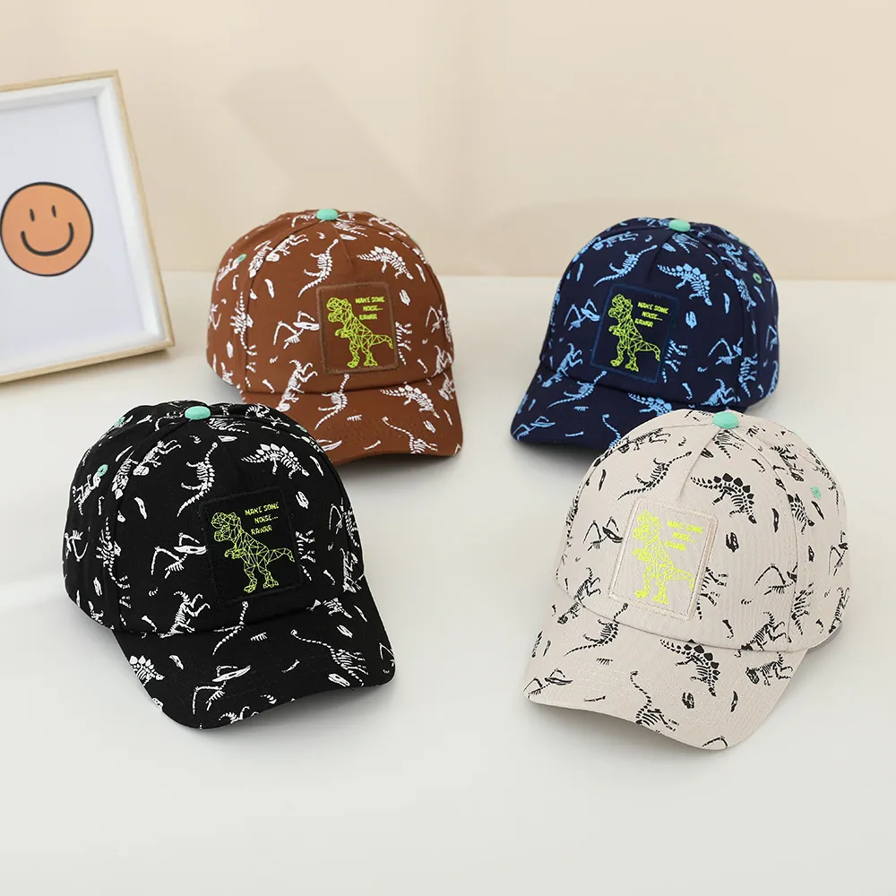Casquette de Baseball Enfant Broderie Dinosaure Coton Chapeau de Soleil Réglable Garçons Filles Imprimé Dinosaure Chapeau Outdoor
