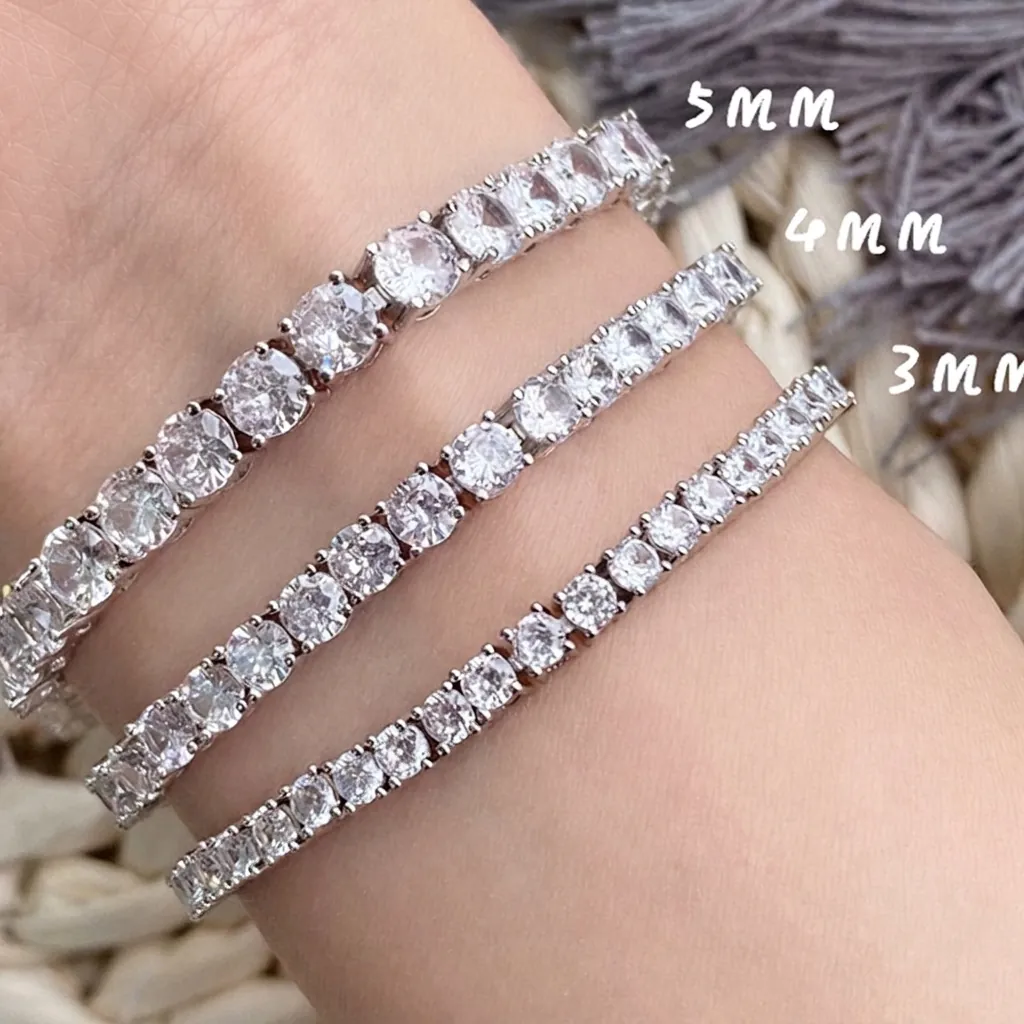 Hip Hop Iced Out Tennis Chain Βραχιόλι Κολιέ Χαλκός Με Ζιργκόν AAA Για Άνδρες Γυναίκες Κοσμήματα Bling