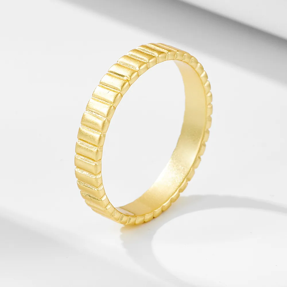 S925 Sterling Silber Gestreifter Ring Für Damen Minimalistischer Geometrischer Gerippter Bandring Modeschmuck Stapelbarer Fingerring