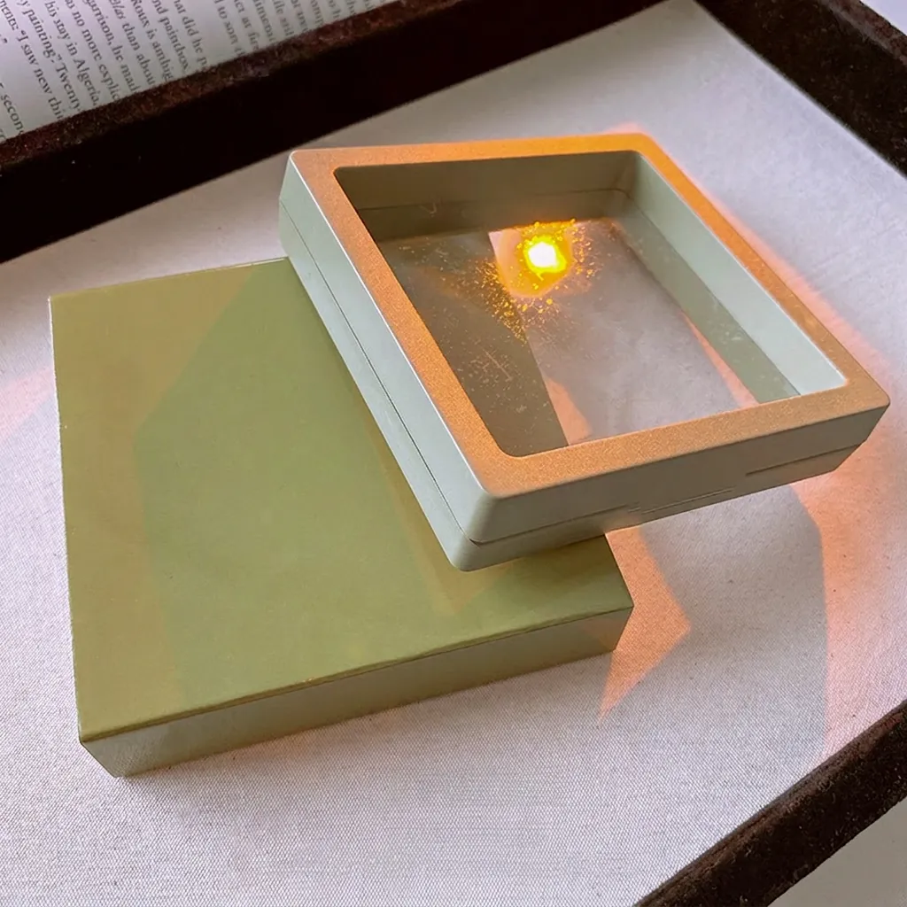 Portable Floating Jewelry Display Box Square PE Film Transparent Anti Oxidation Suspension Case For Earrings Necklaces