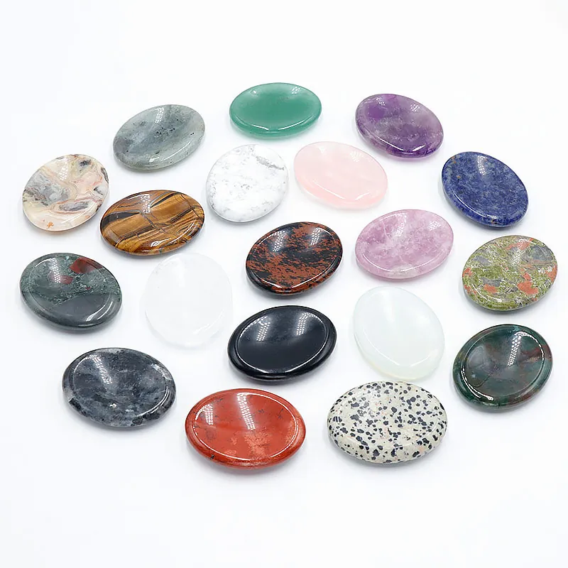 Retro Natural Crystal Jade Face Scrapping Plate Oval Thumb Print Finger Massager