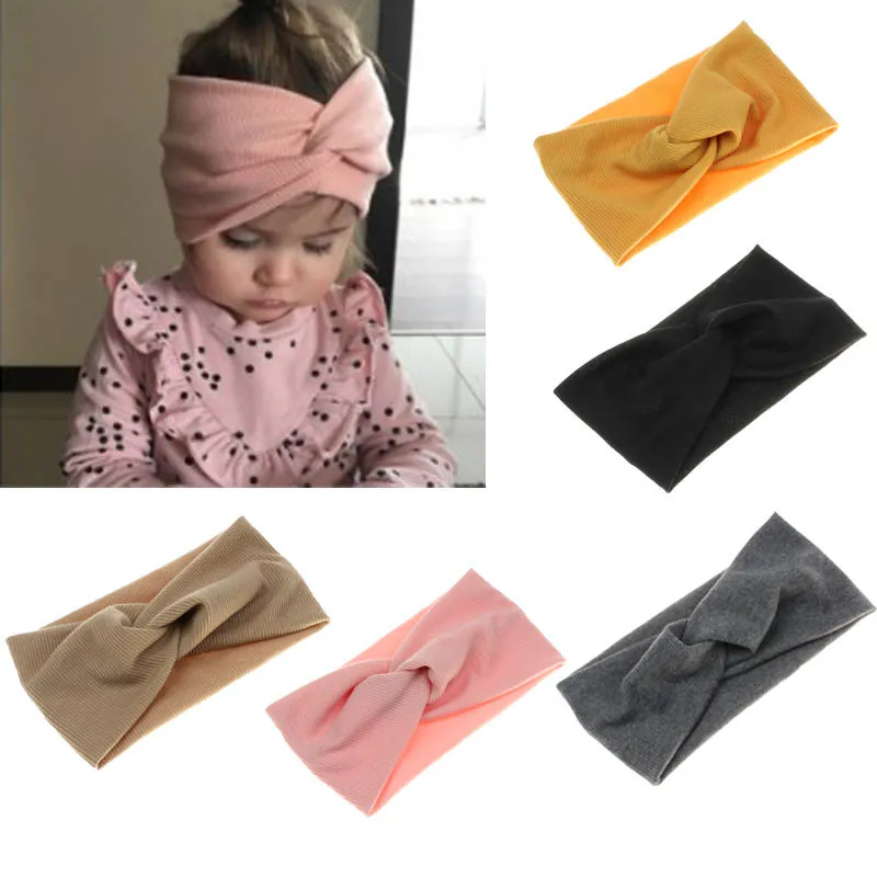 Baby Knitted Ribbed Headband Soft Elastic Twist Knot Turban Hair Band For Infants Toddlers Kids