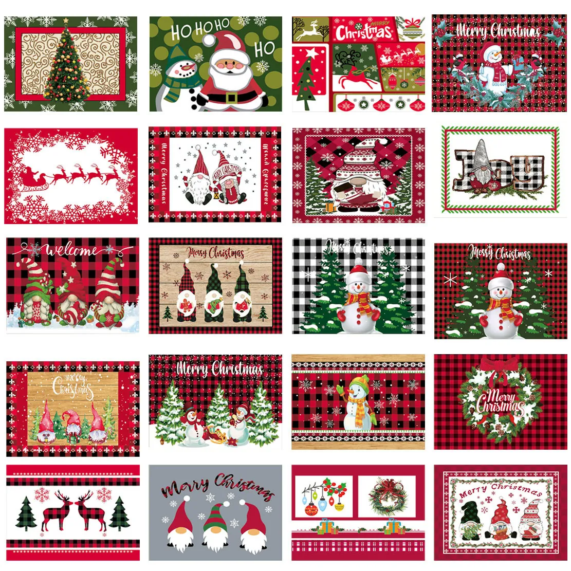 Manteles Individuales Navidad Calor Resistente Poliéster Lavables Mesa Comedor Rústicos Cuadros Gnomos Muñeco Nieve
