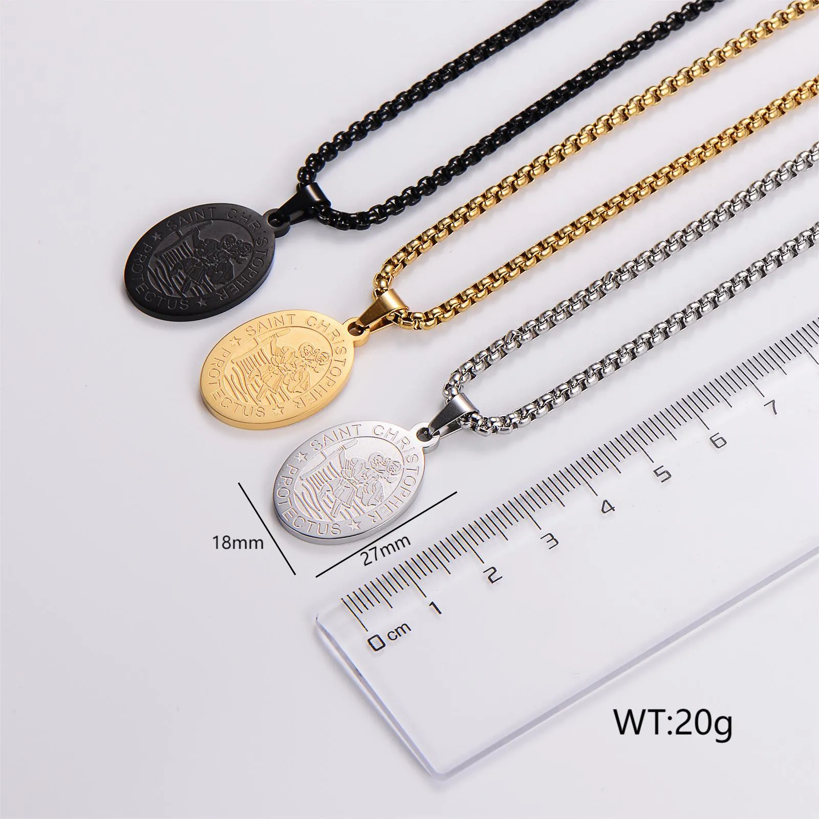 Sankt Christophorus Medaille Anhänger Halskette 316L Edelstahl Oval Religiöses Amulett Für Herren Vintage Polierter Schmuck