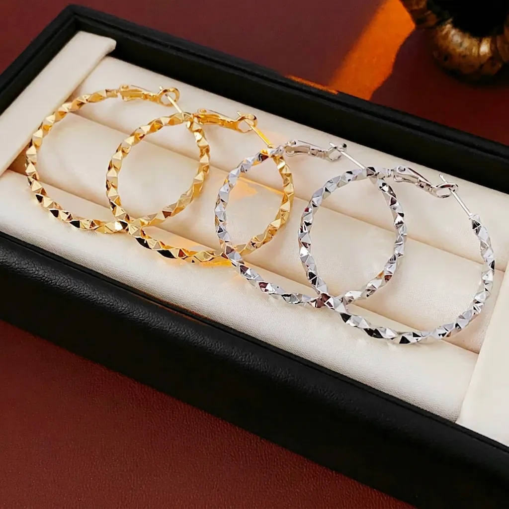 Orecchini A Cerchio Geometrici Con Perno In Argento Orecchini Circolari In Rame Per Donna Gioielli
