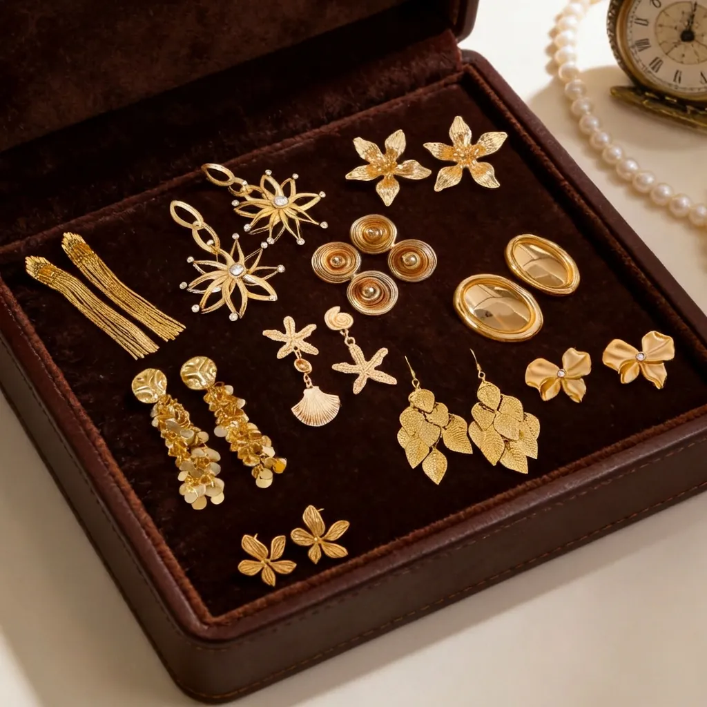 Luxus Blumen Blatt Geometrische Ohrringe Für Damen Legierung Metall Mit Silbernem Ohrringstift Vintage Mode Schmuck