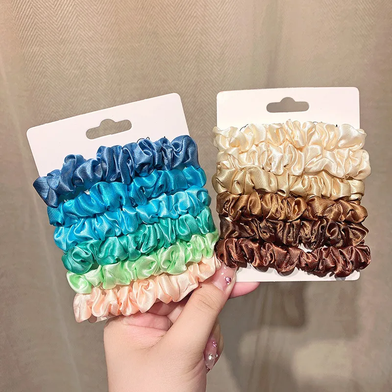 Satin Scrunchies Hair Ties Elastic Satin Solid Gradient Color Elegant Headband Ponytail Holders For Women Girls