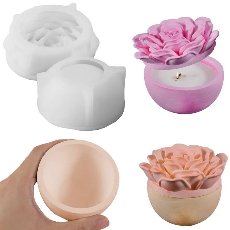 Peony Rose Flower Silicone Mold DIY Casting Resin Epoxy For Jewelry Storage Box Candle Cup Container Lid Desktop Decor