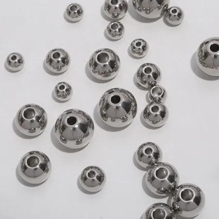 Polished 304 Stainless Steel Round Spacer Beads With Holes Smooth Metal Loose Beads For DIY Bracelet Jewelry Making