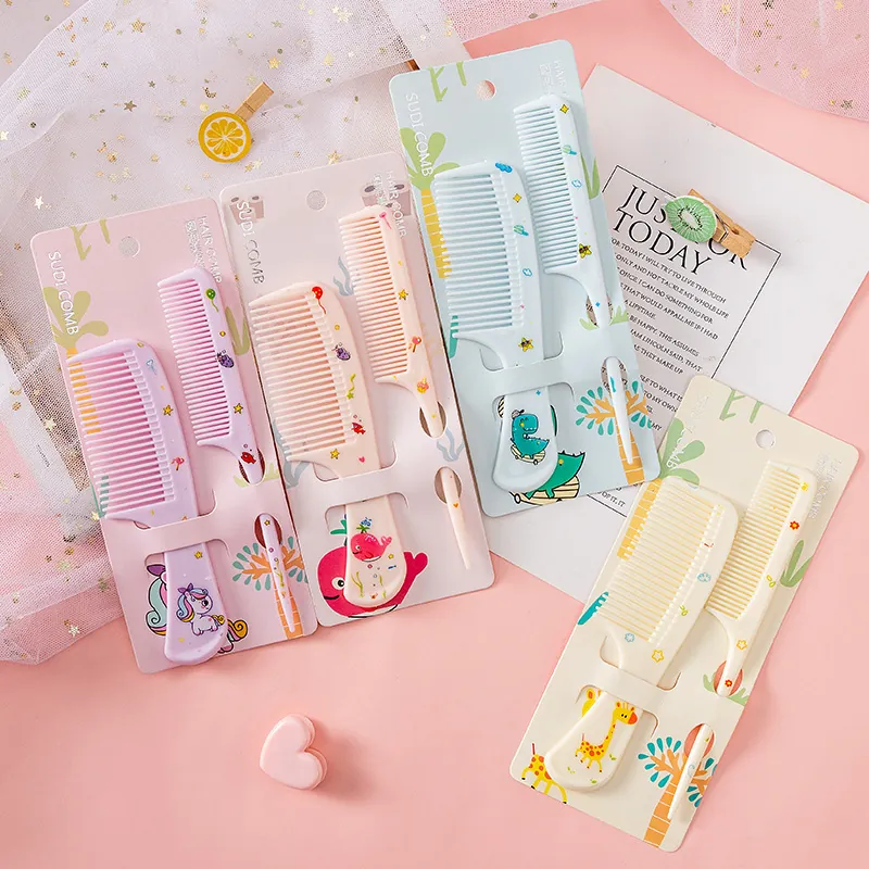 Cartoon Animal Plastic Hair Combs Portable Hairbrushes For Girls Kids Whale Dinosaur Giraffe Unicorn Pattern