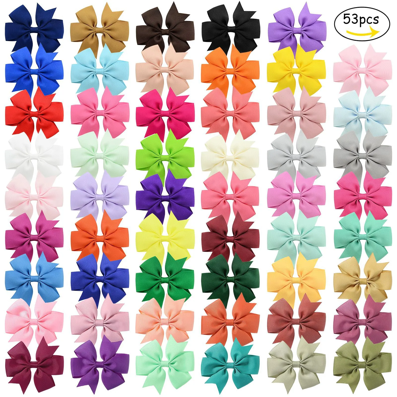 Kids Grosgrain Ribbon Bow Hair Clips Solid Color Fishtail Duckbill Hairpins For Girls Toddlers Baby Accessories