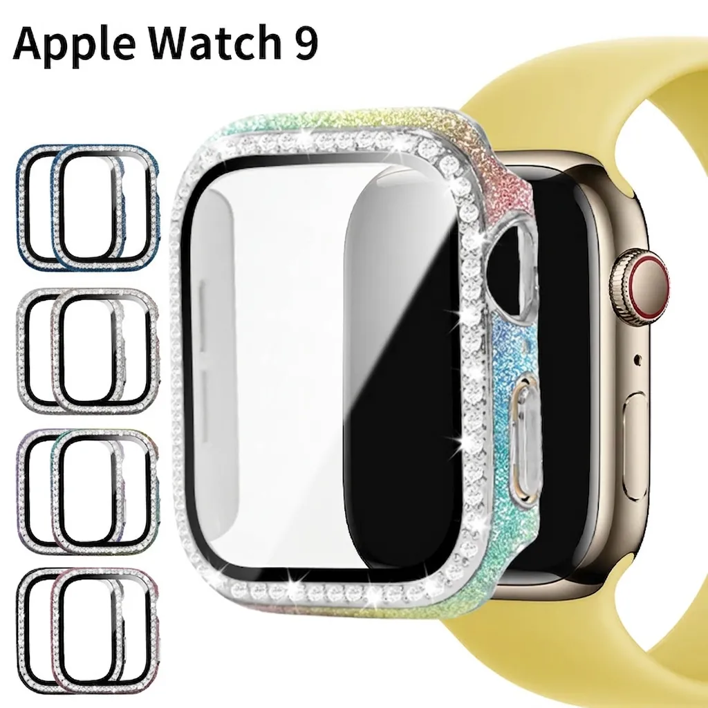 Coque De Montre Connectée Luxe Avec Protection Écran En Verre Trempé 9H Paillettes PC Étui Protection Complète
