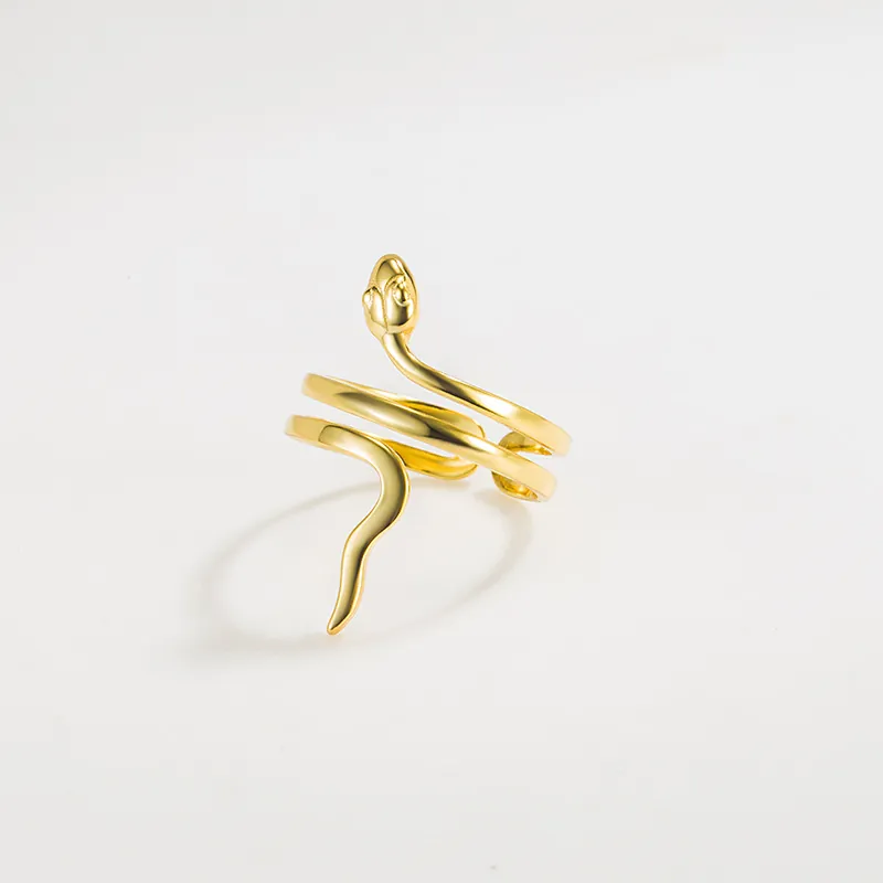 Snake Ring 925 Sterling Silver Adjustable Open Design Vintage Minimalist INS Style Jewelry For Women Girls