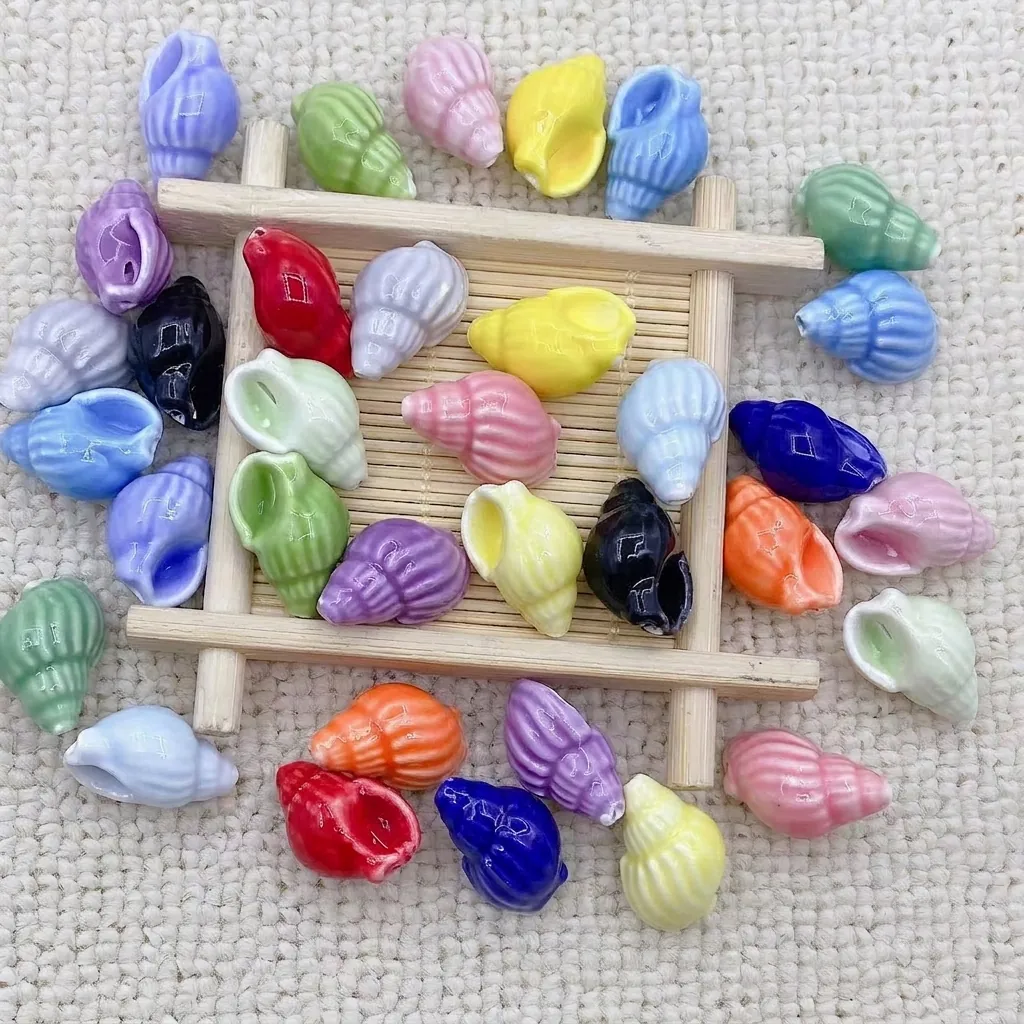 Conch Shell Ceramic Beads For DIY Jewelry Making Necklaces Bracelets Earrings Glazed Ocean Style Handmade Accessories