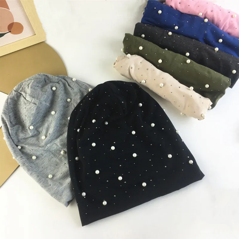 Bonnet Slouchy En Polyester Avec Künstliche Perles Artificielles Et Strass Respirant Coupe-vent Extérieur Élégant Pour Femmes