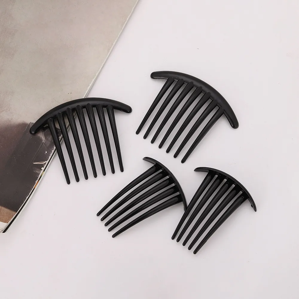 Hair Side Comb Plastic Resin Curved Teeth Styling Tool Fixing Hair Accessory Minimalist Black For Women Girls