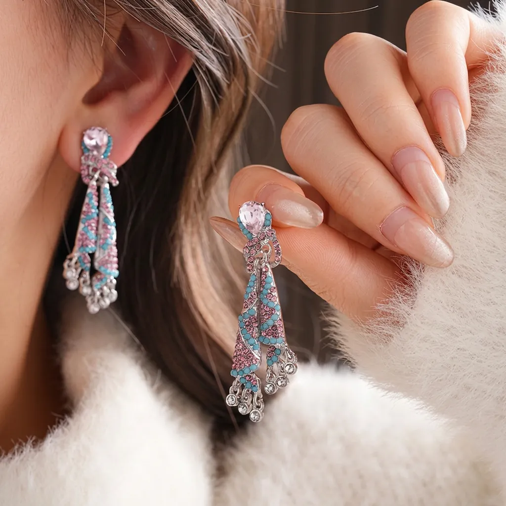 Boucles D'Oreilles Vintage À Pampilles En Strass Avec Tige En Argent Bijoux Géométriques De Luxe Bohème Pour Femmes