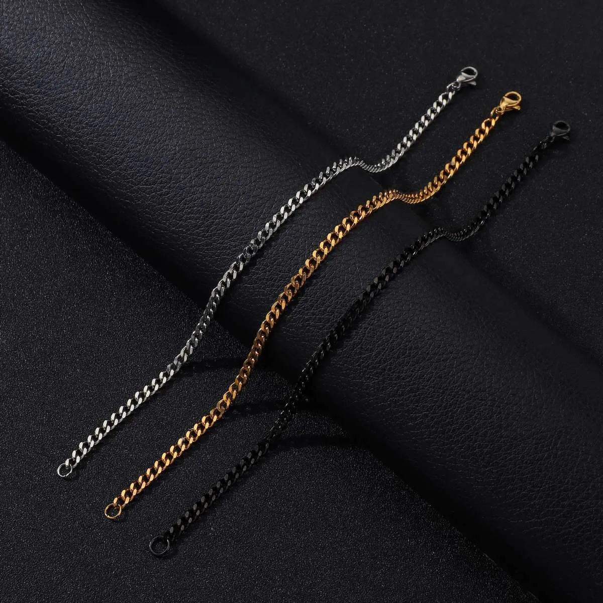 Edelstahl Panzerarmband Minimalistisch Cuban Link Schmuck Für Herren Und Damen Mit Karabinerverschluss Poliert