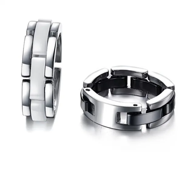 Minimalist Band Ring Titanium Stainless Steel Ceramic Chain Link Design Modern Jewelry Men Women