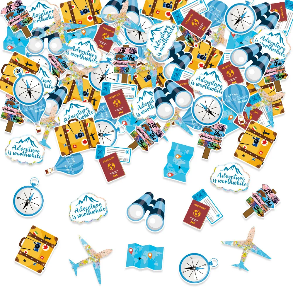 Travel Theme Table Confetti Cardstock Paper Adventure Graduation Retirement Party Decorations Suitcase Compass Airplane