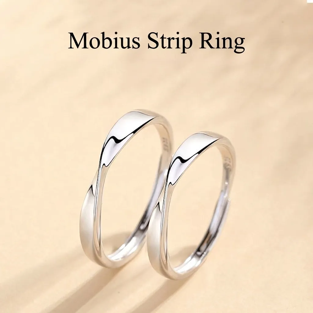 S925 Sterling Silver Mobius Ring For Couples Simple Niche Design Adjustable Opening Silver Finger Ring Jewelry Gift For Men Women