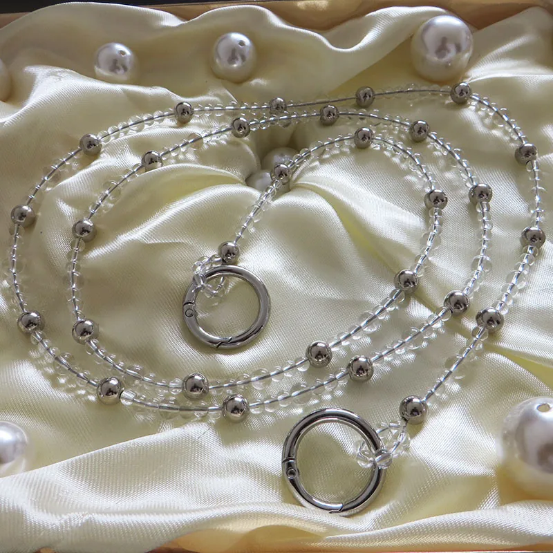 Beaded Bag Strap Replacement Acrylic Crystal Crossbody Shoulder Chain With Alloy Spring Ring For Women Accessory