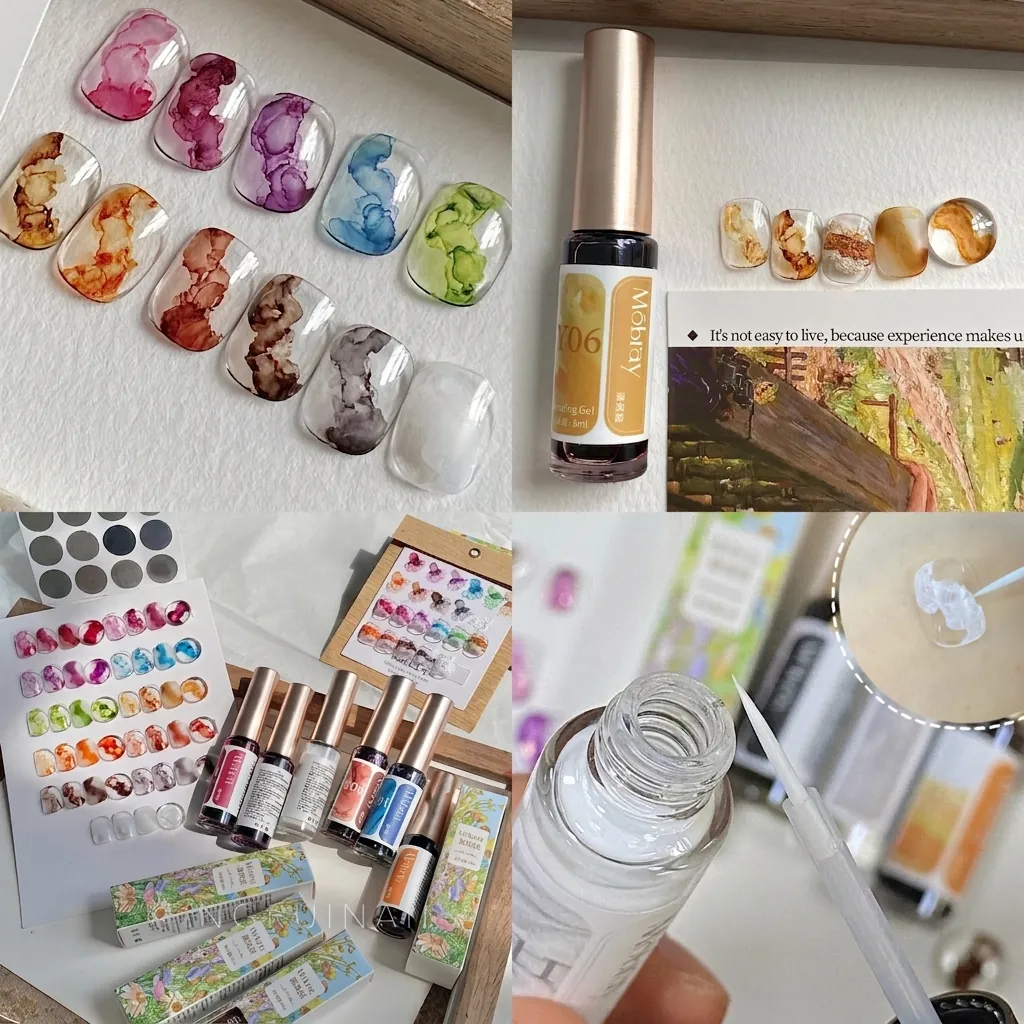 Nagel Tinte Marmor Aquarell Effekt Für DIY Maniküre Kunst Schnell Trocknend Transparentes Rauchmuster Dekoration