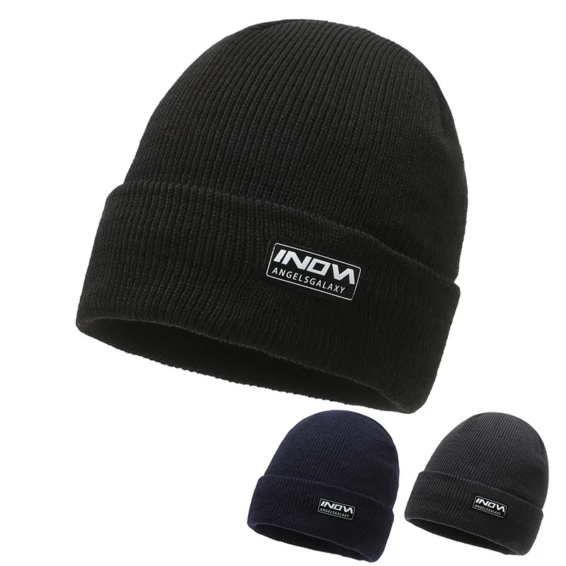 Berretto In Maglia Invernale Foderato In Pile Caldo Con Risvolto A Costine Berretto Con Toppa Con Lettere Cappello Antivento