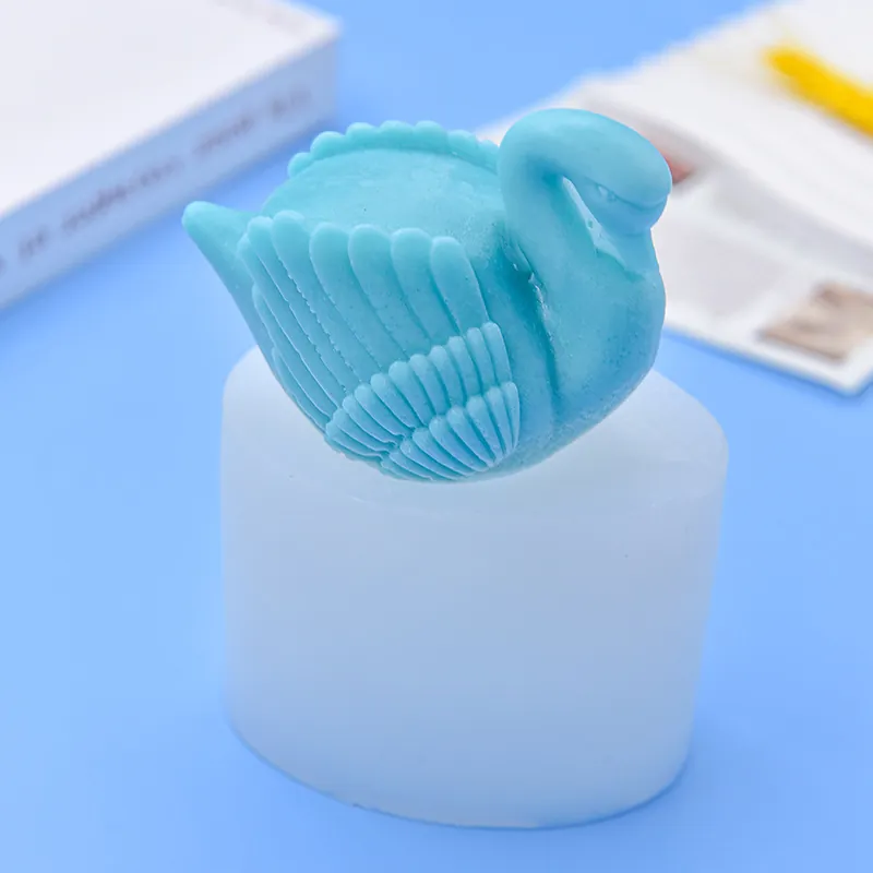 Swan Shape Silicone Mold DIY Fondant Chocolate Cake Baking Tool Handmade Soap Candle Making Resin Craft Feather Texture