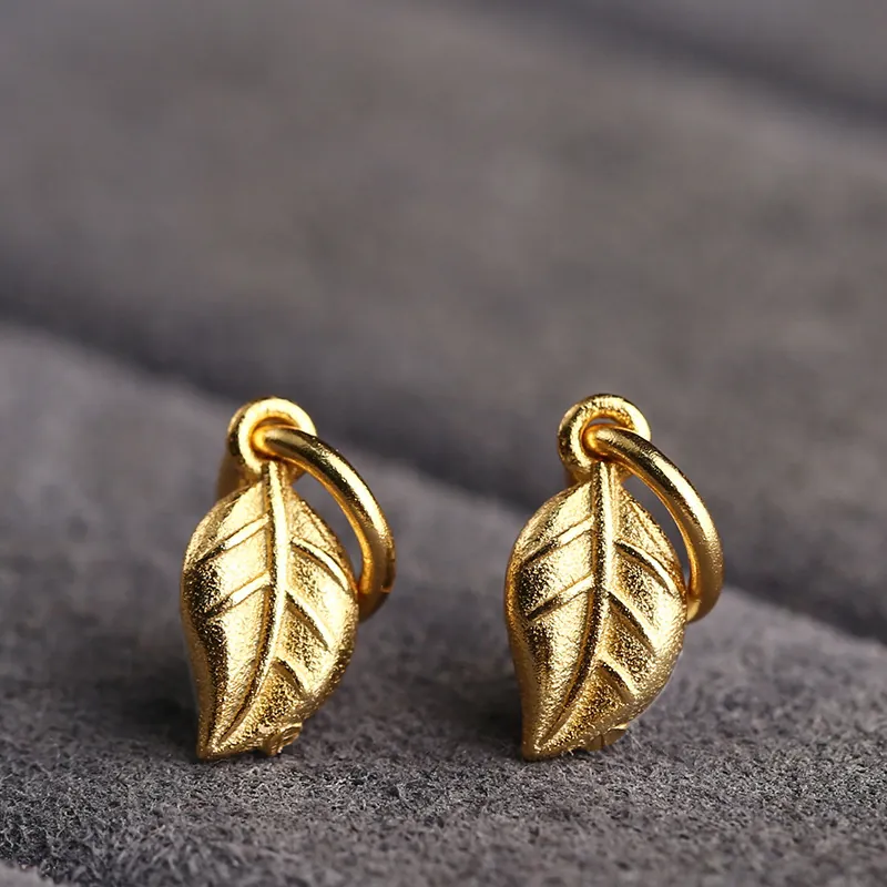 925 Sterling Silver Leaf Charm Gold Plated Ancient Gold Finish For DIY Jewelry Making Small Leaf Pendant Hanging Accessory